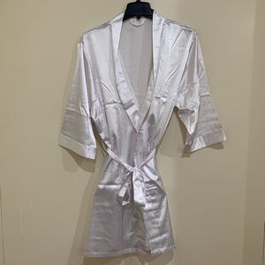 Cute white satin bridal robe